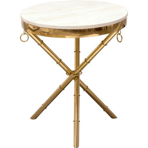 Benzara Marble Top Accent Table with Stainless Steel Crossed Legs, White  and Gold BM190831 Gold and White Marble and Steel BM190831