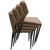 Benzara Diamond Tufted Leatherette Dining Chair with Metal Legs, C coffee Brown, Set  of Four BM190856 Brown and Black Faux Leather and Metal BM190856