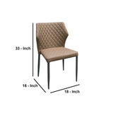 Benzara Diamond Tufted Leatherette Dining Chair with Metal Legs, C coffee Brown, Set  of Four BM190856 Brown and Black Faux Leather and Metal BM190856