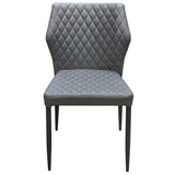 Benzara Diamond Tufted Leatherette Dining Chair with Metal Legs, Gray, Set  of Four BM190857 Gray and Black Faux Leather and Metal BM190857