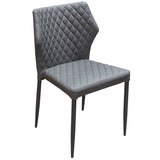 Benzara Diamond Tufted Leatherette Dining Chair with Metal Legs, Gray, Set  of Four BM190857 Gray and Black Faux Leather and Metal BM190857