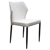 Benzara Diamond Tufted Leatherette Dining Chair with  Metal Legs, White, Set  of Four BM190861 White and Black Faux Leather and Metal BM190861