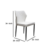 Benzara Diamond Tufted Leatherette Dining Chair with  Metal Legs, White, Set  of Four BM190861 White and Black Faux Leather and Metal BM190861