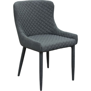 Benzara Fabric Upholstered Meta Accent Chairs with Diamond Stitch Design, Gray, Pack of Two BM190989 Gray Fabric and Metal BM190989