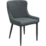 Benzara Fabric Upholstered Meta Accent Chairs with Diamond Stitch Design, Gray, Pack of Two BM190989 Gray Fabric and Metal BM190989