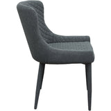 Benzara Fabric Upholstered Meta Accent Chairs with Diamond Stitch Design, Gray, Pack of Two BM190989 Gray Fabric and Metal BM190989