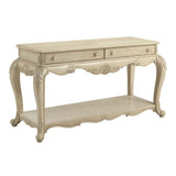 30 Inch 2 Drawer Console Table with Bottom Shelf, Antique White