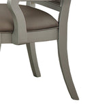 Benzara Faux Leather Upholstered Wooden Side Chair with Cabriole Legs, Silver and Gray, Set of Two BM191302 silver and Gray Veneer Wood, Engineered Wood and Faux Leather BM191302