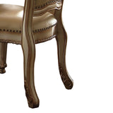 Benzara Button Tufted Side Chair with Carved Motifs, Set of 2, Gold BM191304 Gold Solid Wood, Veneer, Leatherette, Polyresin BM191304