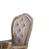 Benzara Fabric Upholstered Side Chair with Button Tufting Back, Beige and Gray, Set of Two BM191313 Beige and Gray Veneer Wood and Fabric BM191313