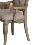 Benzara Fabric Upholstered Side Chair with Button Tufting Back, Beige and Gray, Set of Two BM191313 Beige and Gray Veneer Wood and Fabric BM191313