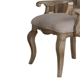 Benzara Fabric Upholstered Side Chair with Button Tufting Back, Beige and Gray, Set of Two BM191313 Beige and Gray Veneer Wood and Fabric BM191313