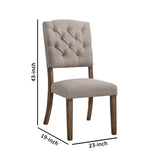 Benzara Padded Side Chair with Flared Legs, Set of 2, Beige and Brown BM191319 Beige and Brown Solid Wood, Fabric BM191319