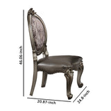 Benzara Wooden Side Chair with Cabriole Legs and Leatherette Seat, Silver and Gray, Set of Two BM191320 Silver and Gray Wood, Faux Leather, fabric and Polyresin BM191320