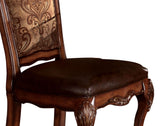 Benzara Leatherette Side Chair with Claw Legs, Set of 2, Brown BM191376 Brown Solid Wood, Faux Leather, Fabric, Polyresin BM191376