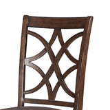 Benzara Wooden Side Chair with Cutout Backrest, Set of 2, Brown BM191383 Brown Solid Wood, Veneer, Fabric BM191383