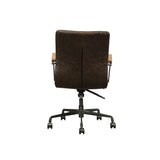 Benzara Leatherette Swivel Adjustable Executive Office Chair, Brown BM191417 Brown Faux Leather, Metal, Solid Wood BM191417