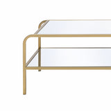 Benzara Metal Frame Mirrored Coffee Table with Tiered Shelves, Gold and Silver BM193830 Gold and Silver Metal and Mirror BM193830