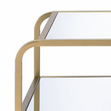 Benzara 23 Inch 2 Tier Metal Frame Mirrored End Table, Gold and Silver BM193831 Gold, Silver Metal, Mirror BM193831