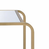 Benzara 23 Inch 2 Tier Metal Frame Mirrored End Table, Gold and Silver BM193831 Gold, Silver Metal, Mirror BM193831