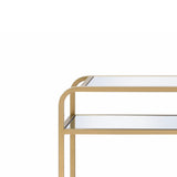 Benzara 31 Inch Metal Frame Mirrored Sofa Table, Gold and Silver BM193832 Gold, Silver Metal, Mirror BM193832