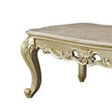 Benzara Wooden Coffee Table withDecorative Polyresin Carvings and Marble Top, White BM193852 White Marble Wood Polyresin BM193852