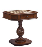 Benzara Wooden Square Top Reversible Game Table with Pedestal Base, Brown BM193859 Brown MDF, Engineered wood BM193859