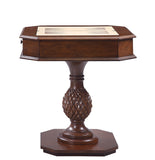 Benzara Wooden Square Top Reversible Game Table with Pedestal Base, Brown BM193859 Brown MDF, Engineered wood BM193859