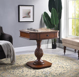 Benzara Wooden Square Top Reversible Game Table with Pedestal Base, Brown BM193859 Brown MDF, Engineered wood BM193859