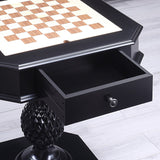 Benzara Wooden Game Table with Drawer and Reversible Game Tray, Black BM193860 Black Engineered Wood BM193860