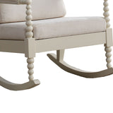 Benzara Wooden Rocking Chair with Fabric Upholstered Cushions, White BM193885 White Wood and Fabric BM193885