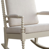 Benzara Wooden Rocking Chair with Fabric Upholstered Cushions, White BM193885 White Wood and Fabric BM193885