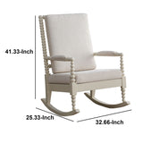 Benzara Wooden Rocking Chair with Fabric Upholstered Cushions, White BM193885 White Wood and Fabric BM193885