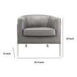 Benzara Leatherette Accent Chair with Metal Legs, Gray and Silver BM193889 Gray, Silver Solid Wood, Leatherette, Metal BM193889