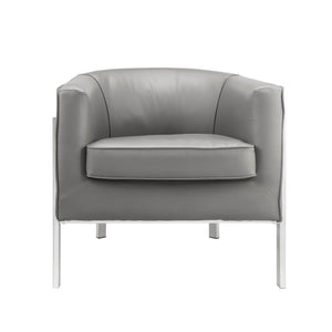 Benzara Leatherette Accent Chair with Metal Legs, Gray and Silver BM193889 Gray, Silver Solid Wood, Leatherette, Metal BM193889