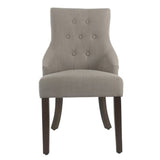 Fabric Upholstered Wooden Button Tufted Dining Chair with Wingback Design, Brown