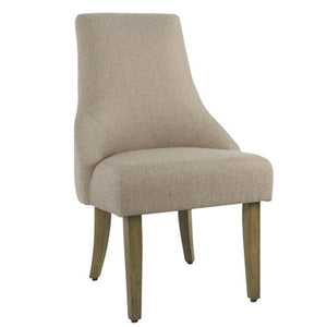 Benzara Fabric Upholstered High Back Dining Chair with Wooden Legs, Beige and Brown BM193934 Beige and Brown Wood and Fabric BM193934