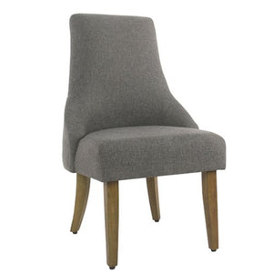 Benzara Fabric Upholstered High Back Dining Chair with Wooden Legs, Gray and Brown BM193935 Gray and Brown Wood and Fabric BM193935