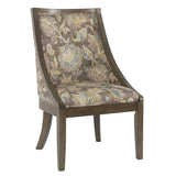 Benzara Wooden Dining Chair with Floral Patterned Fabric Upholstered Seating, Multicolor BM193938 Multicolor Wood and Fabric BM193938