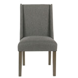 Benzara Fabric Upholstered Wooden Parson Dining Chairs with High Wingback Design, Dark Gray, Set of Two BM193944 Dark Gray Wood and Fabric BM193944