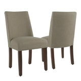 Benzara Fabric Upholstered Wooden Parson Dining Chairs with Curved Back Design, Brown, Set of Two BM193947 Brown Wood and Fabric BM193947