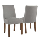 Benzara Fabric Upholstered Wooden Parson Dining Chairs with Curved Back Design, Gray, Set of Two BM193948 Gray Wood and Fabric BM193948