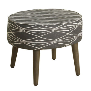 Benzara Modern Style Fabric Upholstered Wooden Oval Shaped Stool with Angled Legs, Gray and White BM193953 Gray and White Wood and Fabric BM193953