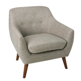 Benzara Fabric Upholstered Wooden Accent Chair with Flared Arms, Gray and Brown BM193967 Gray and Brown Fabric and Wood BM193967