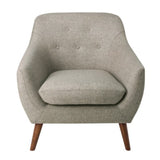 Fabric Upholstered Wooden Accent Chair with Flared Arms, Gray and Brown