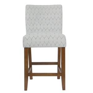 Benzara Textured Fabric Upholstered Wooden Counter Stool with Backrest, Gray and Brown BM193972 Gray and Brown Fabric and Wood BM193972