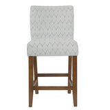 Benzara Textured Fabric Upholstered Wooden Counter Stool with Backrest, Gray and Brown BM193972 Gray and Brown Fabric and Wood BM193972