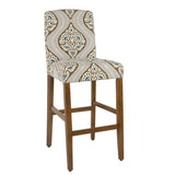 Benzara Fabric Upholstered Wooden Barstool In Traditional Stripe Patterns, Multicolor BM193973 Multicolor Fabric and Wood BM193973