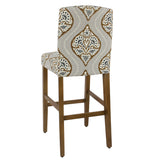 Benzara Fabric Upholstered Wooden Barstool In Traditional Stripe Patterns, Multicolor BM193973 Multicolor Fabric and Wood BM193973