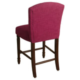 Benzara Fabric Upholstered Wooden Barstool with Tufted Backrest, Pink and Brown BM193974 Pink and Brown Fabric and Wood BM193974